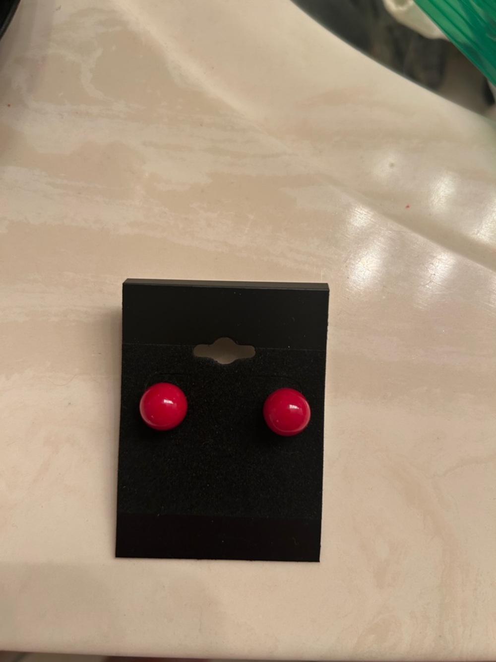 Solid red ball circle stud earrings